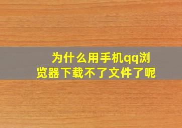 为什么用手机qq浏览器下载不了文件了呢