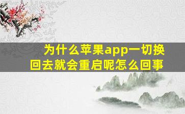 为什么苹果app一切换回去就会重启呢怎么回事