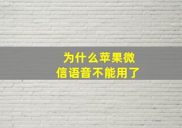 为什么苹果微信语音不能用了