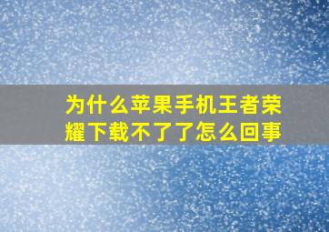 为什么苹果手机王者荣耀下载不了了怎么回事