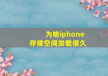 为啥iphone存储空间加载很久