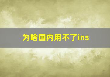 为啥国内用不了ins