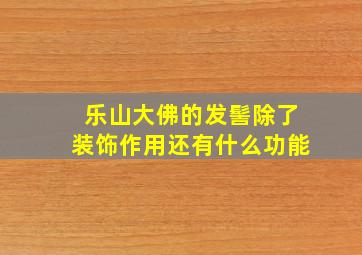 乐山大佛的发髻除了装饰作用还有什么功能