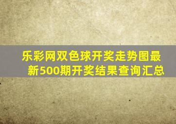 乐彩网双色球开奖走势图最新500期开奖结果查询汇总