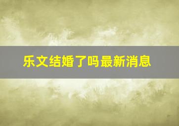 乐文结婚了吗最新消息