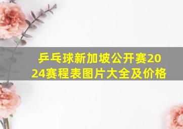 乒乓球新加坡公开赛2024赛程表图片大全及价格