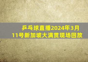 乒乓球直播2024年3月11号新加坡大满贯现场回放