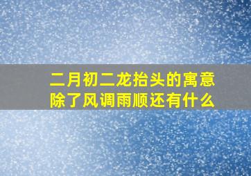 二月初二龙抬头的寓意除了风调雨顺还有什么