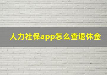 人力社保app怎么查退休金