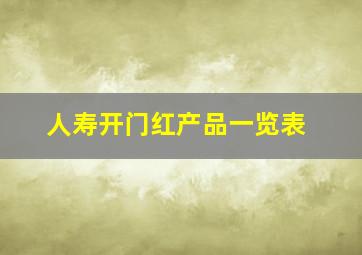 人寿开门红产品一览表