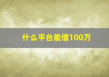 什么平台能借100万