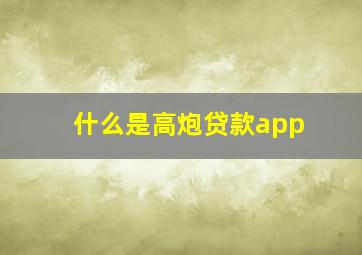 什么是高炮贷款app