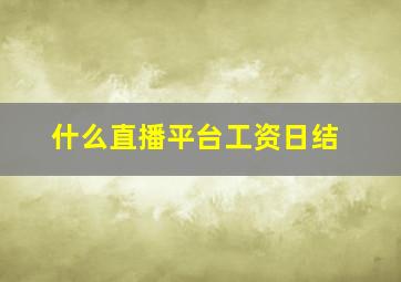 什么直播平台工资日结