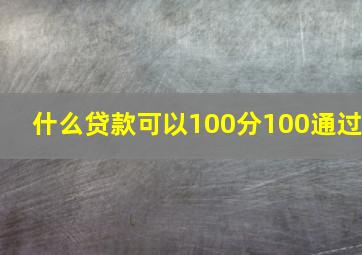 什么贷款可以100分100通过