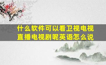 什么软件可以看卫视电视直播电视剧呢英语怎么说