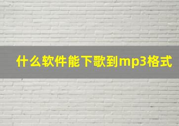 什么软件能下歌到mp3格式