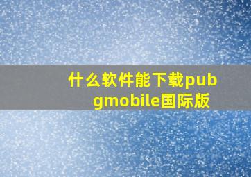 什么软件能下载pubgmobile国际版