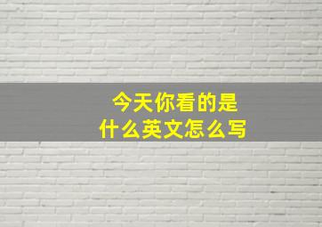 今天你看的是什么英文怎么写