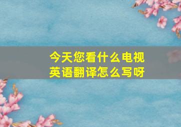 今天您看什么电视英语翻译怎么写呀