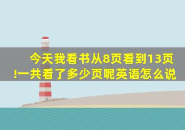 今天我看书从8页看到13页!一共看了多少页呢英语怎么说