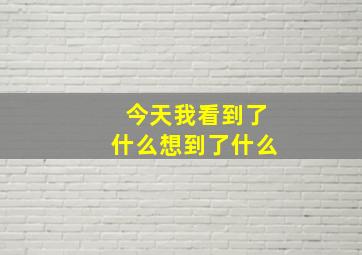 今天我看到了什么想到了什么