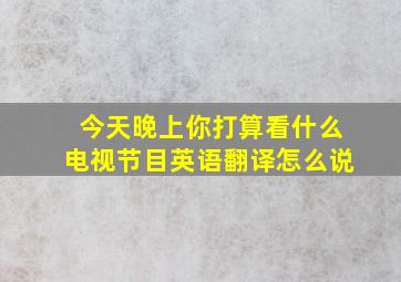 今天晚上你打算看什么电视节目英语翻译怎么说