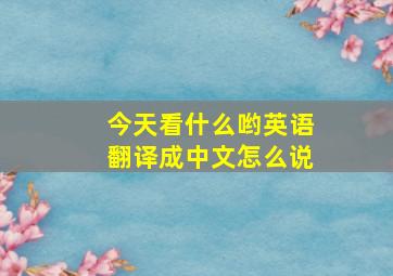 今天看什么哟英语翻译成中文怎么说