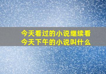 今天看过的小说继续看今天下午的小说叫什么