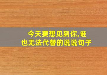 今天要想见到你,谁也无法代替的说说句子