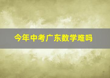 今年中考广东数学难吗