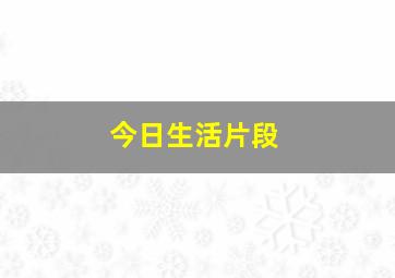 今日生活片段