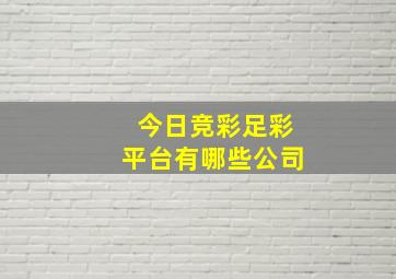 今日竞彩足彩平台有哪些公司