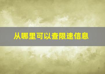 从哪里可以查限速信息