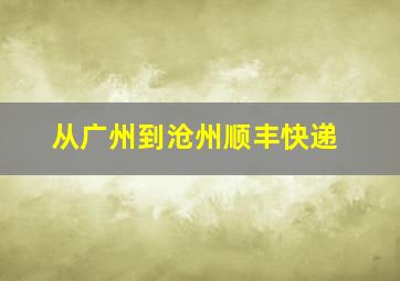 从广州到沧州顺丰快递