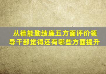 从德能勤绩廉五方面评价领导干部觉得还有哪些方面提升