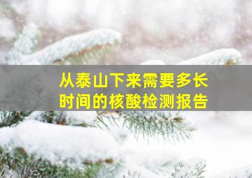 从泰山下来需要多长时间的核酸检测报告