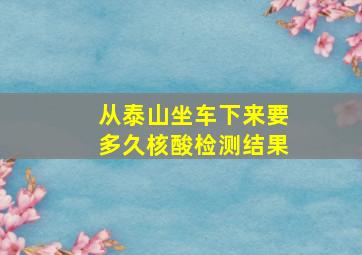 从泰山坐车下来要多久核酸检测结果