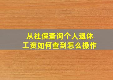 从社保查询个人退休工资如何查到怎么操作