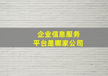 企业信息服务平台是哪家公司