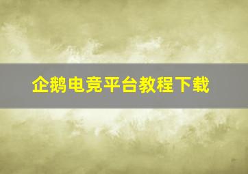 企鹅电竞平台教程下载