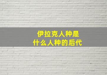 伊拉克人种是什么人种的后代