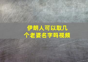 伊朗人可以取几个老婆名字吗视频