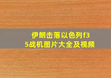 伊朗击落以色列f35战机图片大全及视频