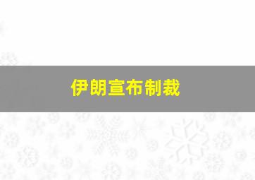 伊朗宣布制裁