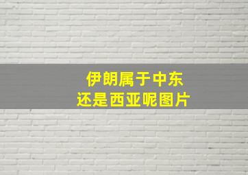 伊朗属于中东还是西亚呢图片