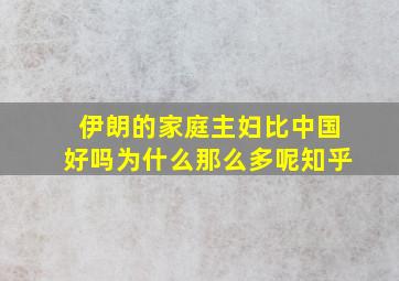 伊朗的家庭主妇比中国好吗为什么那么多呢知乎