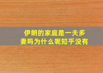 伊朗的家庭是一夫多妻吗为什么呢知乎没有