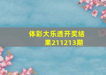 体彩大乐透开奖结果211213期