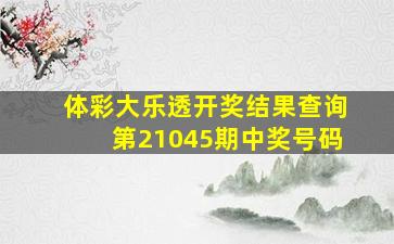 体彩大乐透开奖结果查询第21045期中奖号码