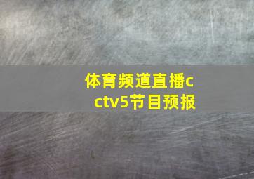 体育频道直播cctv5节目预报